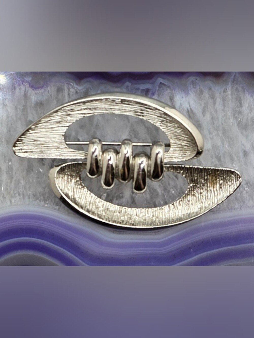 Coro Brooch Silver-Tone Abstract Modernist Design 2¼" X 1¾"